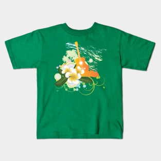 Tropical background with guitar Kids T-Shirt